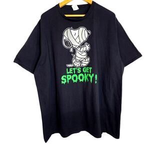 Peanuts Snoopy Men's 3XL Graphic T-Shirt Halloween Tee 'Let's Get Spooky' Black